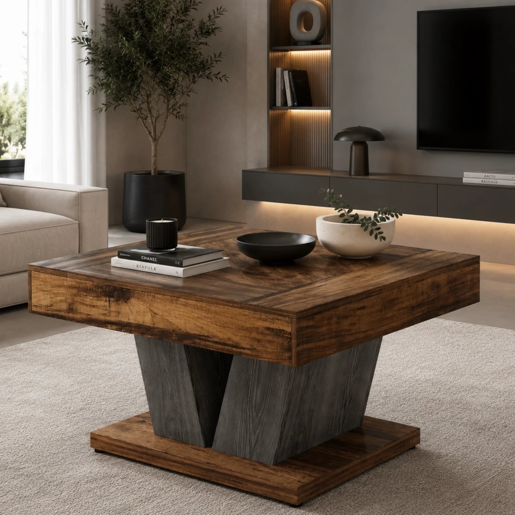 Table Basse Carrée Design en Bois| Avina