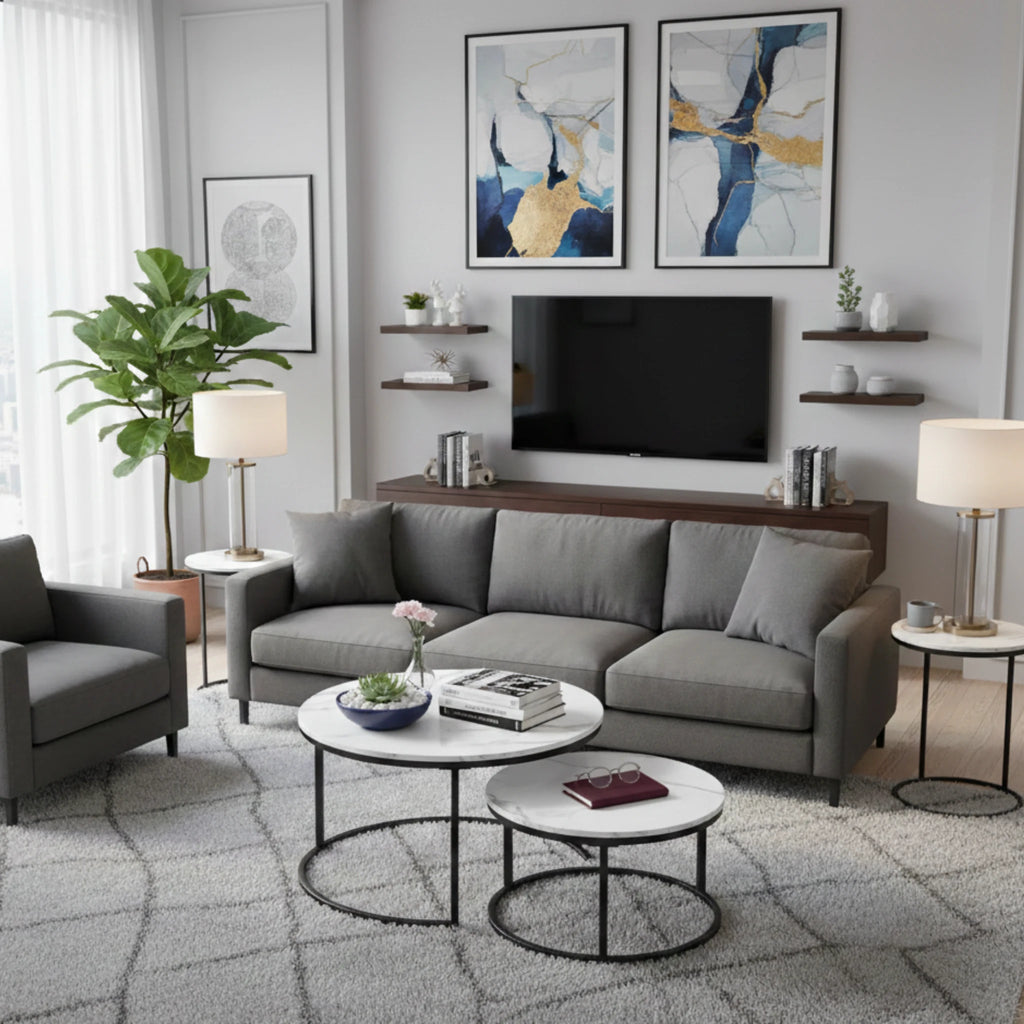 Tables Basses Gigognes Design effet Marbre | Cavaro