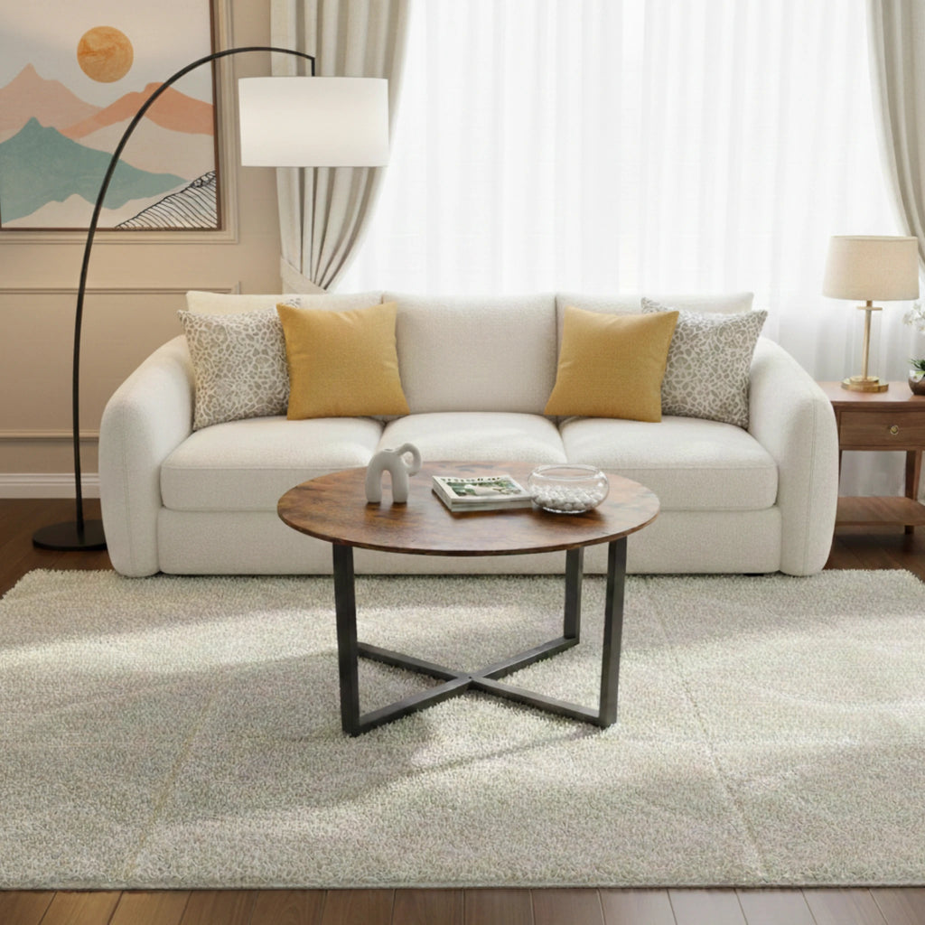 Table Basse Ronde Industrielle en Bois | Serafino