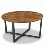 Table Basse Ronde Industrielle en Bois | Serafino
