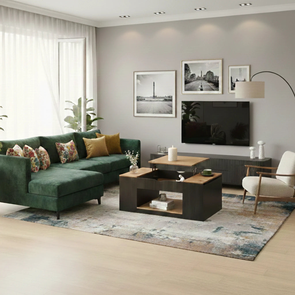 Table Basse Relevable Noir en Bois | Valerio