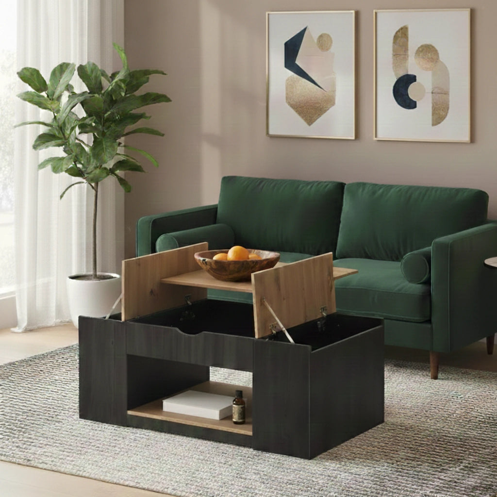 Table Basse Relevable Noir en Bois | Valerio